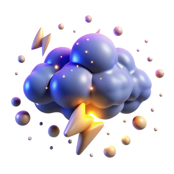 Glowing storm cloud with lightning bolts
