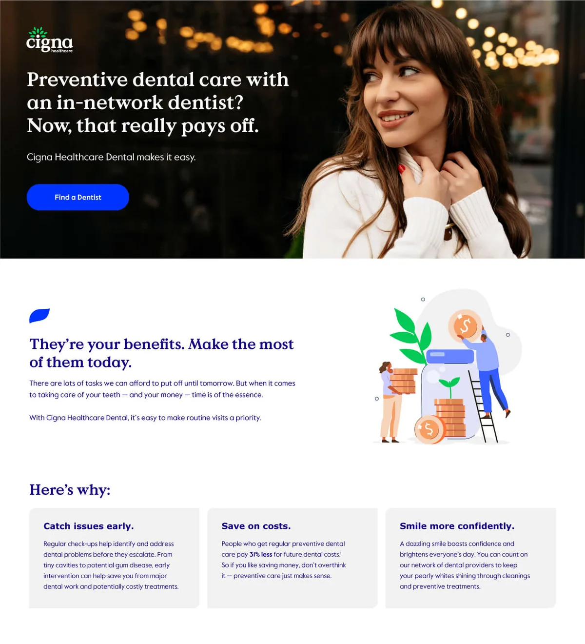 Dental preventive care landing page design