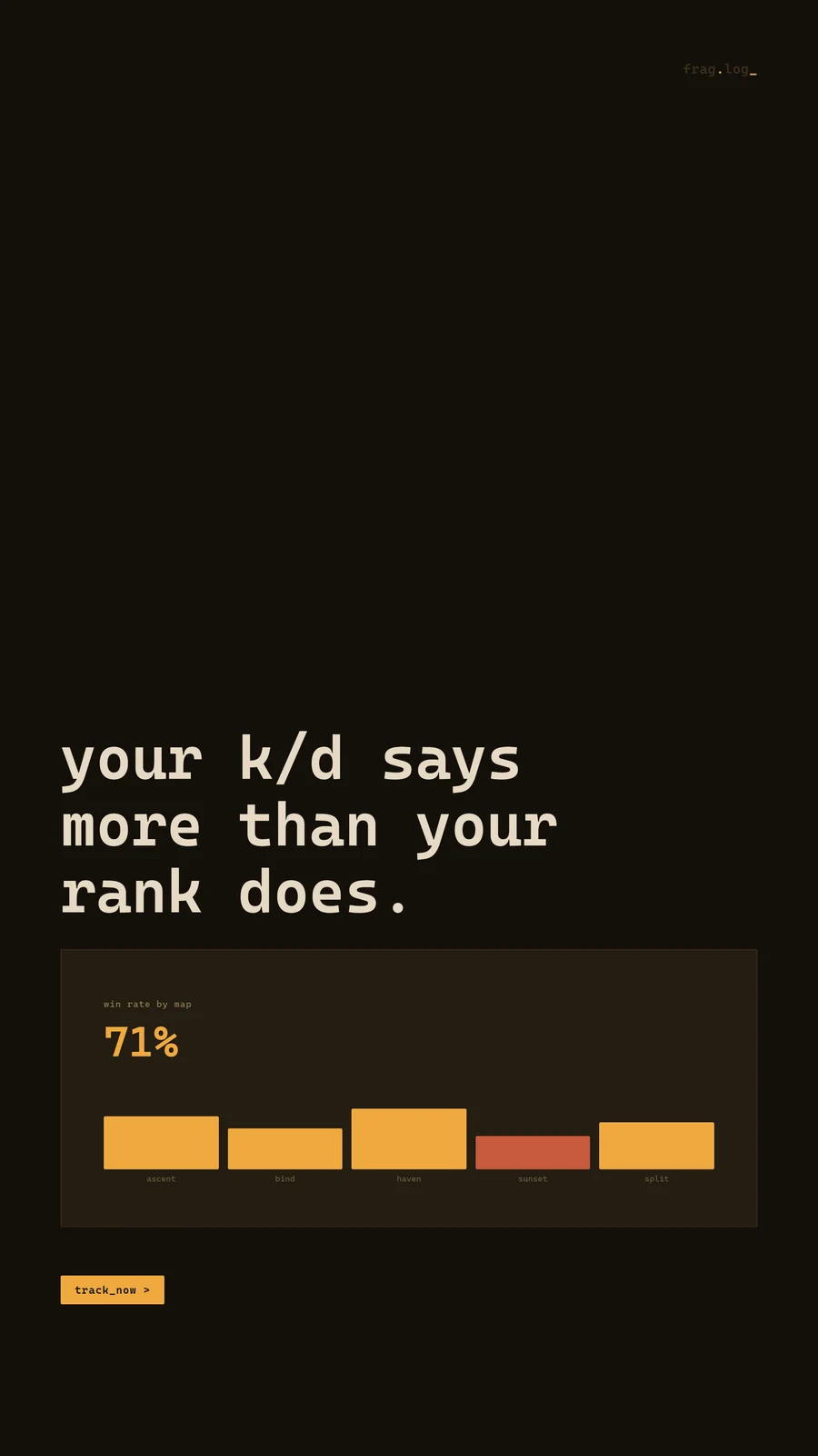 FRAG.LOG win rate story ad: your k/d says more than your rank does