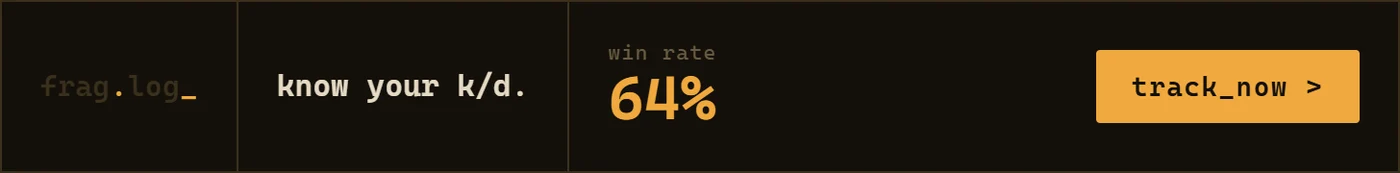 FRAG.LOG leaderboard banner ad: know your k/d